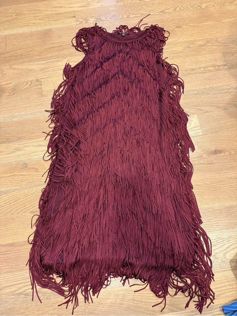 Ella Moss Burgundy Fringe Mini Dress